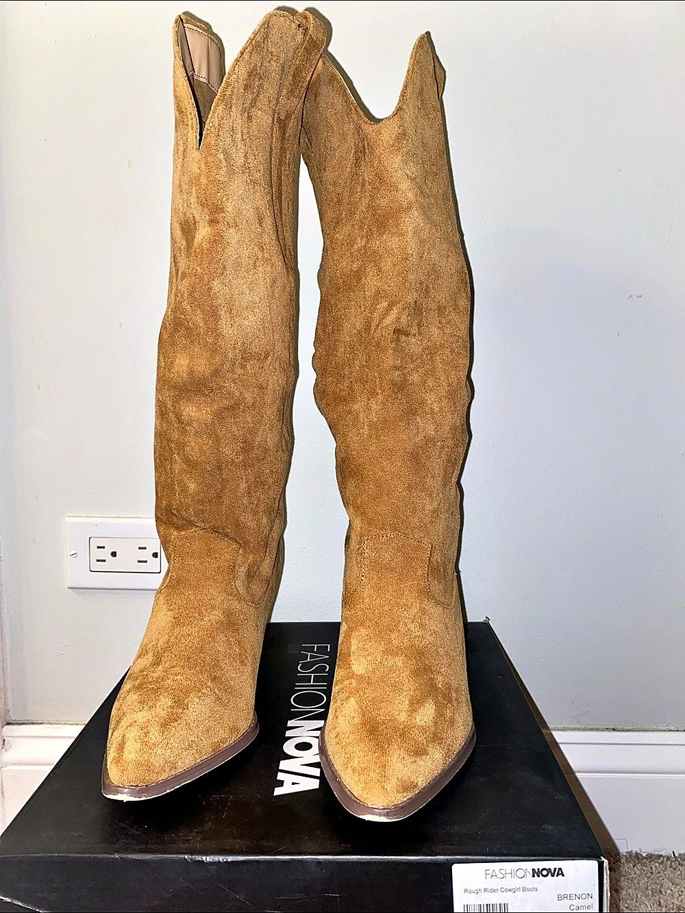 Fashion Nova Rough Rider Cowgirl Boots Camel Heeled Boots